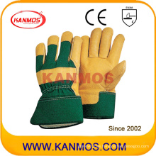 Cuero de vaca amarillo Guantes de trabajo de seguridad industrial (120031)